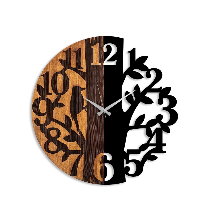 Reloj de pared madera Modelo-71 nogal negro diámetro 56 cm