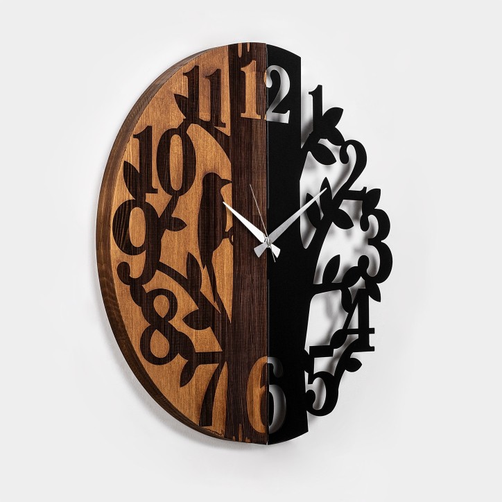 Reloj de pared madera Modelo-71 nogal negro diámetro 56 cm