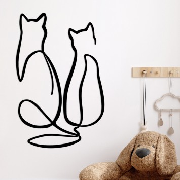 Decoración pared de metal Couple Cat Love negro 72x0.15x48 cm