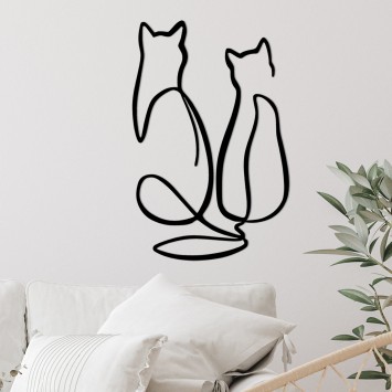 Decoración pared de metal Couple Cat Love negro 72x0.15x48 cm