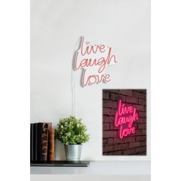 Iluminación LED decorativa de plástico Live Laugh Love rosa 30.5x35.5x2 cm