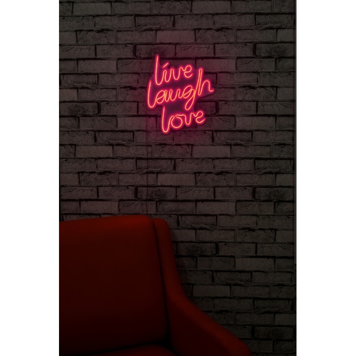 Iluminación LED decorativa de plástico Live Laugh Love rosa 30.5x35.5x2 cm