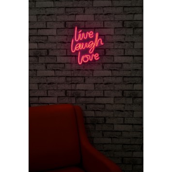 Iluminación LED decorativa de plástico Live Laugh Love rosa 30.5x35.5x2 cm