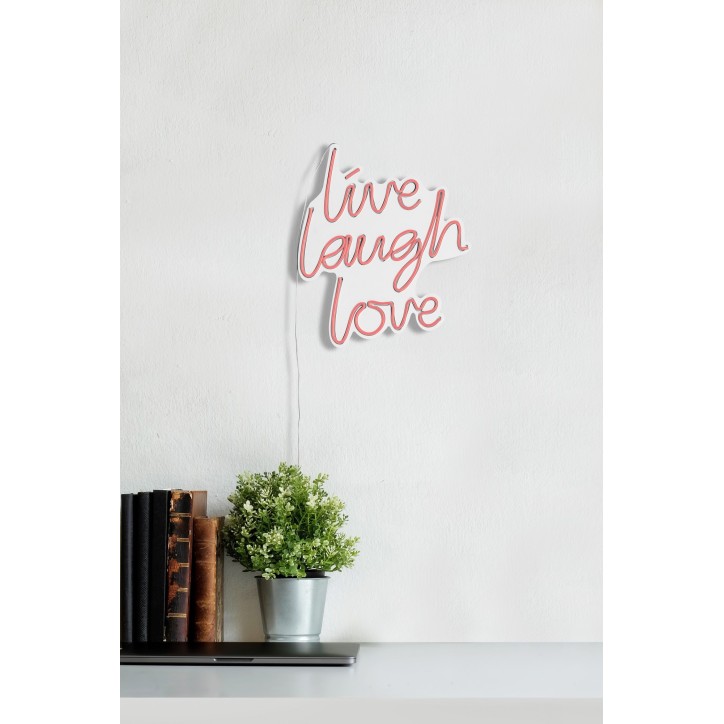 Iluminación LED decorativa de plástico Live Laugh Love rosa 30.5x35.5x2 cm