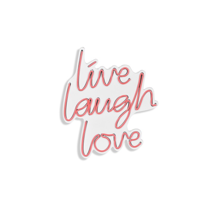 Iluminación LED decorativa de plástico Live Laugh Love rosa 30.5x35.5x2 cm