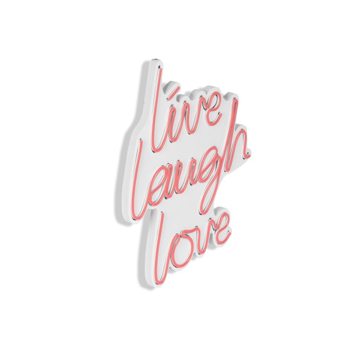 Iluminación LED decorativa de plástico Live Laugh Love rosa 30.5x35.5x2 cm