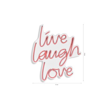 Iluminación LED decorativa de plástico Live Laugh Love rosa 30.5x35.5x2 cm