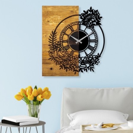 Reloj de pared madera Modelo 14 nogal negro 58x3x51 cm