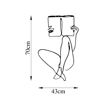 Decoración pared de metal Book Reading -494 negro 43x70 cm