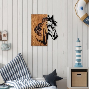 Decoración pared de madera Horse 1 nogal negro 48x57 cm