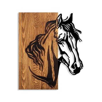 Decoración pared de madera Horse 1 nogal negro 48x57 cm