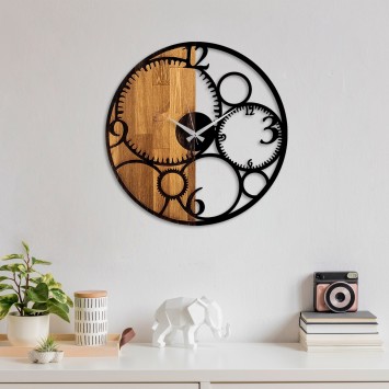 Reloj de pared madera Circles nogal negro 56x3x56 cm