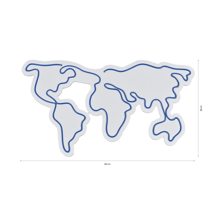 Iluminación LED decorativa de plástico World Map azul 66x38x2 cm