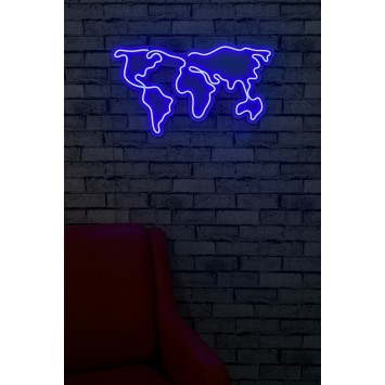 Iluminación LED decorativa de plástico World Map azul 66x38x2 cm