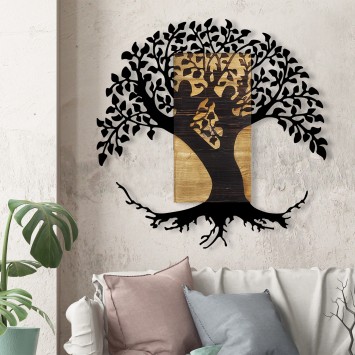 Decoración pared de madera Monument Tree nogal negro 89x3x90 cm