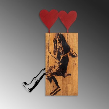 Decoración pared de madera Banksy -18 nogal negro 50x80 cm