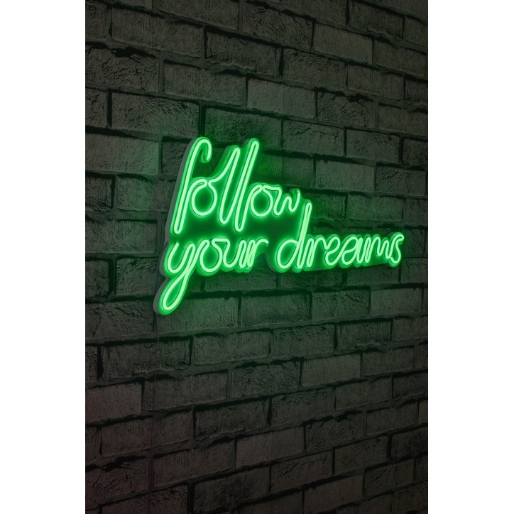 Iluminación LED decorativa de plástico Follow Your Dreams verde 60x32x2 cm