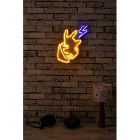 Iluminación LED decorativa de plástico Pikachu amarillo azul 29x46x2 cm