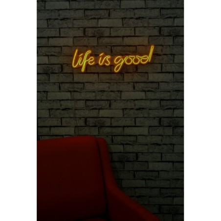 Iluminación LED decorativa de plástico Life Is Good amarillo 57x17x2 cm