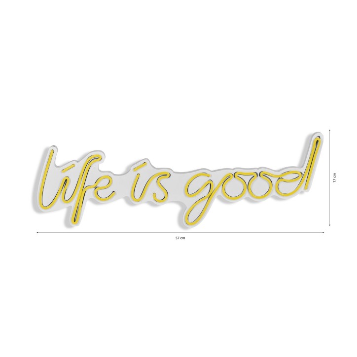 Iluminación LED decorativa de plástico Life Is Good amarillo 57x17x2 cm