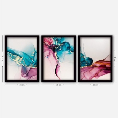 Cuadro decorativo enmarcado 3SC156 multicolor 35x45 cm (3 piezas)