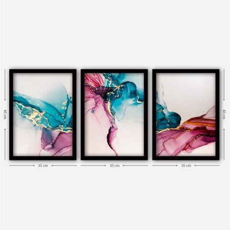 Cuadro decorativo enmarcado 3SC156 multicolor 35x45 cm (3 piezas)