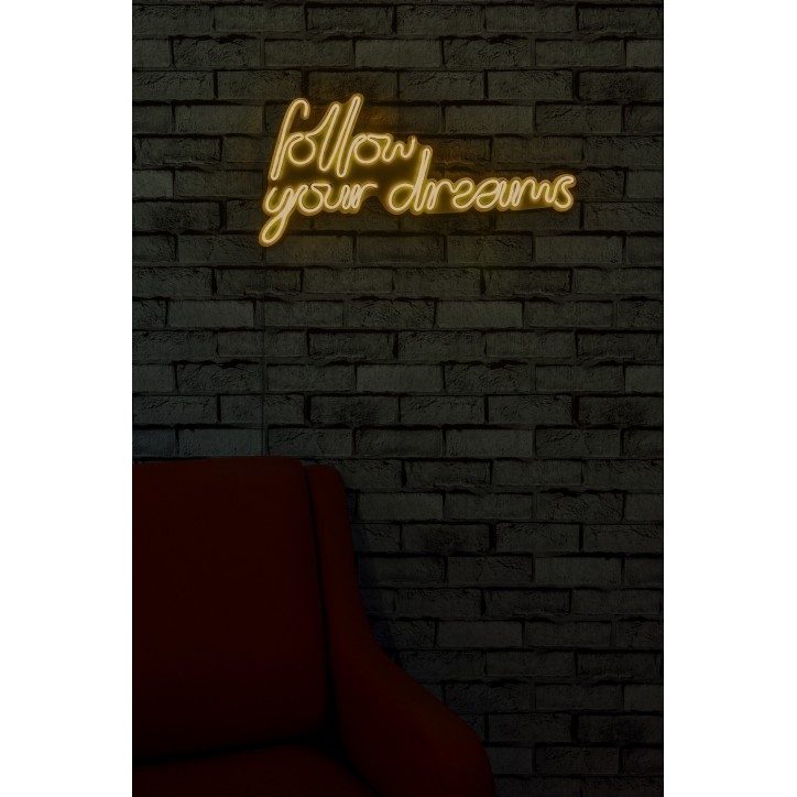 Iluminación LED decorativa de plástico Follow Your Dreams amarillo 60x32x2 cm