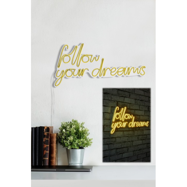 Iluminación LED decorativa de plástico Follow Your Dreams amarillo 60x32x2 cm