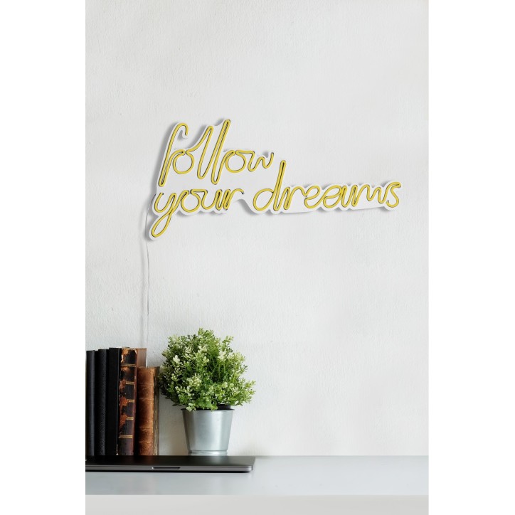 Iluminación LED decorativa de plástico Follow Your Dreams amarillo 60x32x2 cm