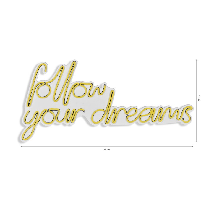 Iluminación LED decorativa de plástico Follow Your Dreams amarillo 60x32x2 cm