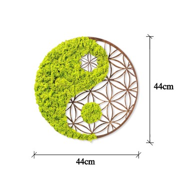 Decoración pared Yin Yang verde marrón 44x1x44 cm