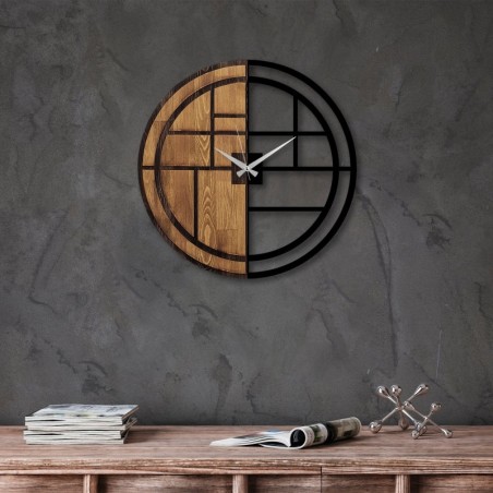 Reloj de pared madera Wall nogal negro 56x3x56 cm