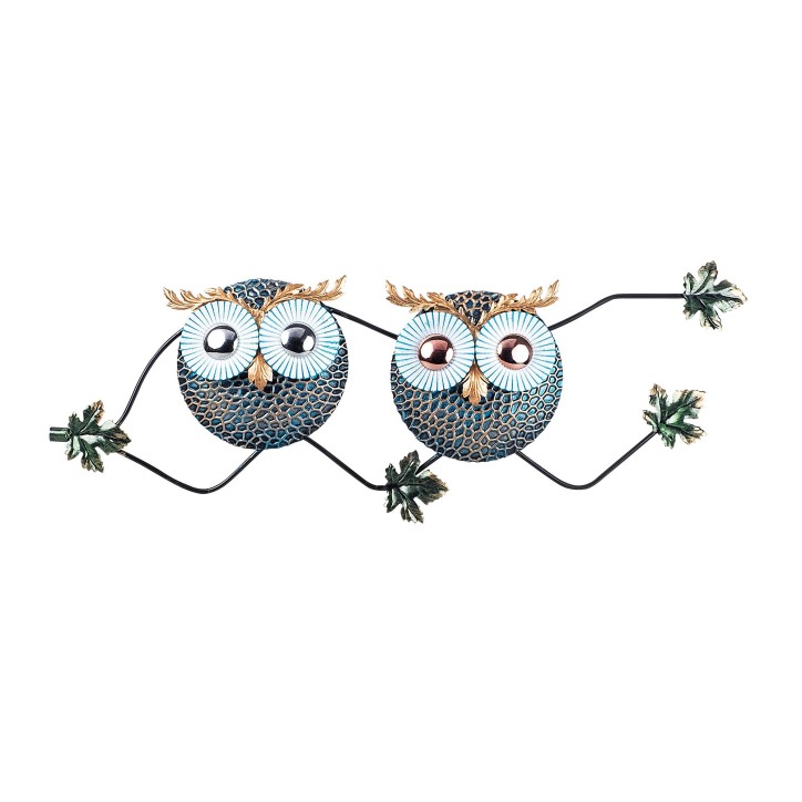 Decoración pared de metal Owl 3 multicolor 77x28 cm