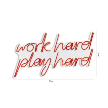 Iluminación LED decorativa de plástico Work Hard Play Hard rojo 55x36x2 cm