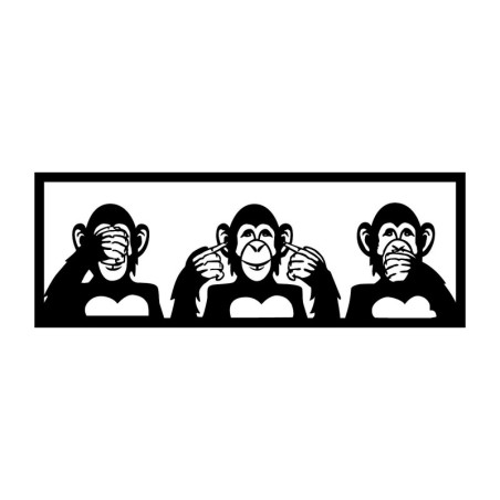 Decoración pared de metal Three Monkeys- M negro 70x25 cm