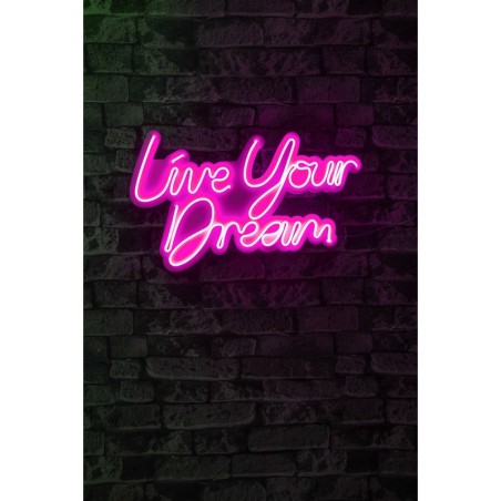 Iluminación LED decorativa de plástico Live Your Dream rosa 30x53x2 cm