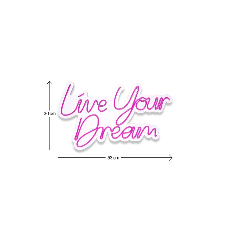 Iluminación LED decorativa de plástico Live Your Dream rosa 30x53x2 cm