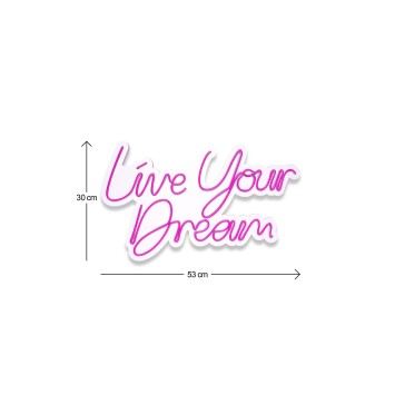 Iluminación LED decorativa de plástico Live Your Dream rosa 30x53x2 cm