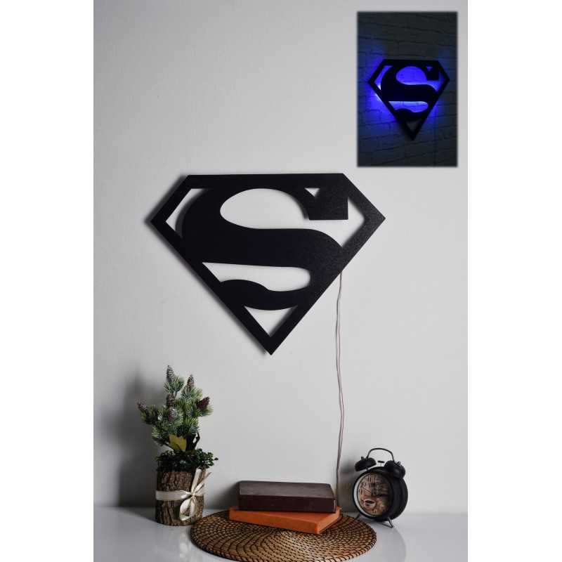 Iluminación LED decorativa Superman azul 52x40 cm