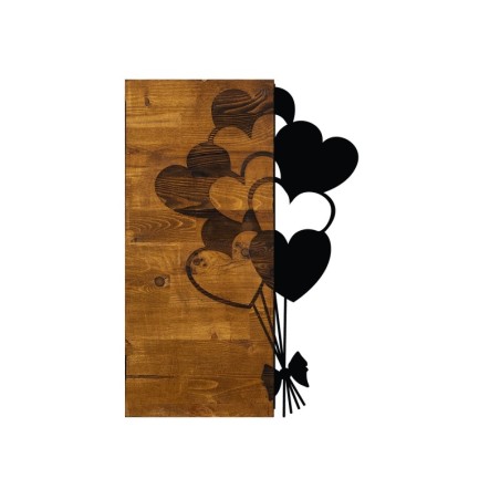 Decoración pared de madera Love Metal nogal negro 39x58 cm