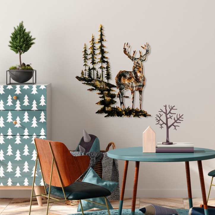 Decoración pared de metal Deer 3 multicolor 65x79 cm