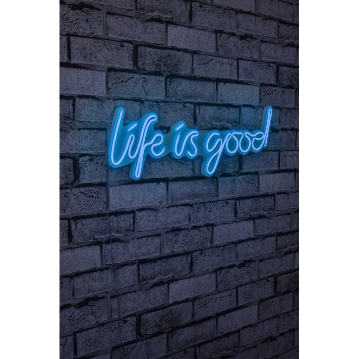 Iluminación LED decorativa de plástico Life Is Good azul 57x17x2 cm