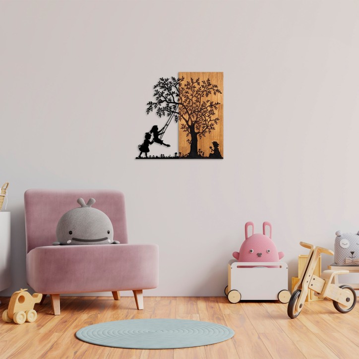 Decoración pared de madera The Tree And The Shaking Children nogal negro 59x58 cm