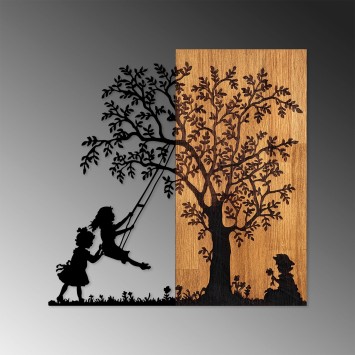 Decoración pared de madera The Tree And The Shaking Children nogal negro 59x58 cm