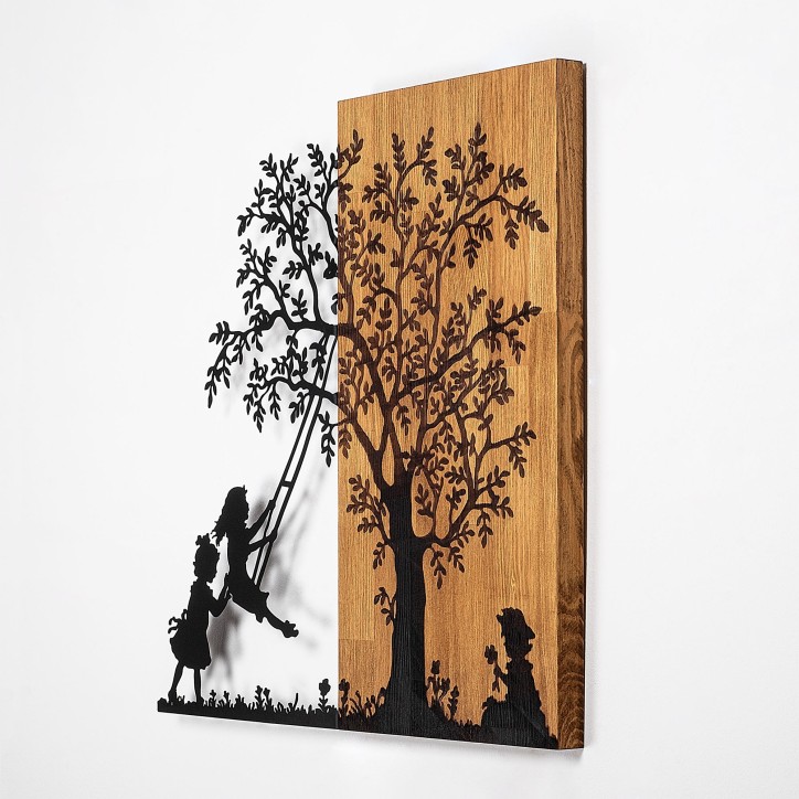 Decoración pared de madera The Tree And The Shaking Children nogal negro 59x58 cm