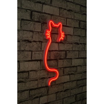 Iluminación LED decorativa de plástico Cat rojo 22x48x2 cm