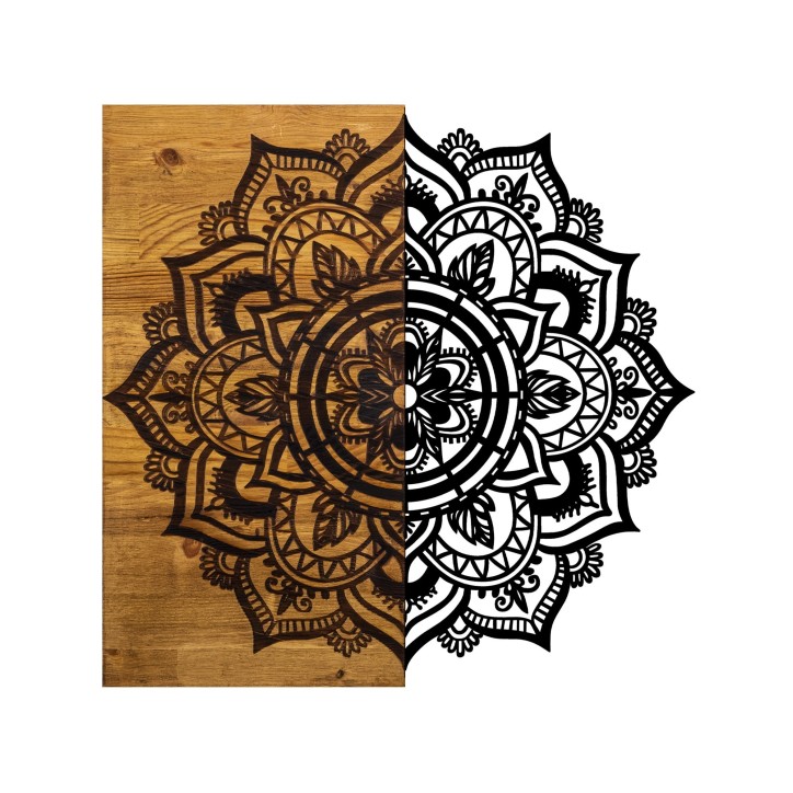 Decoración pared de madera Mandala 6 nogal negro 59x3x58 cm