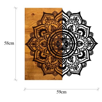 Decoración pared de madera Mandala 6 nogal negro 59x3x58 cm