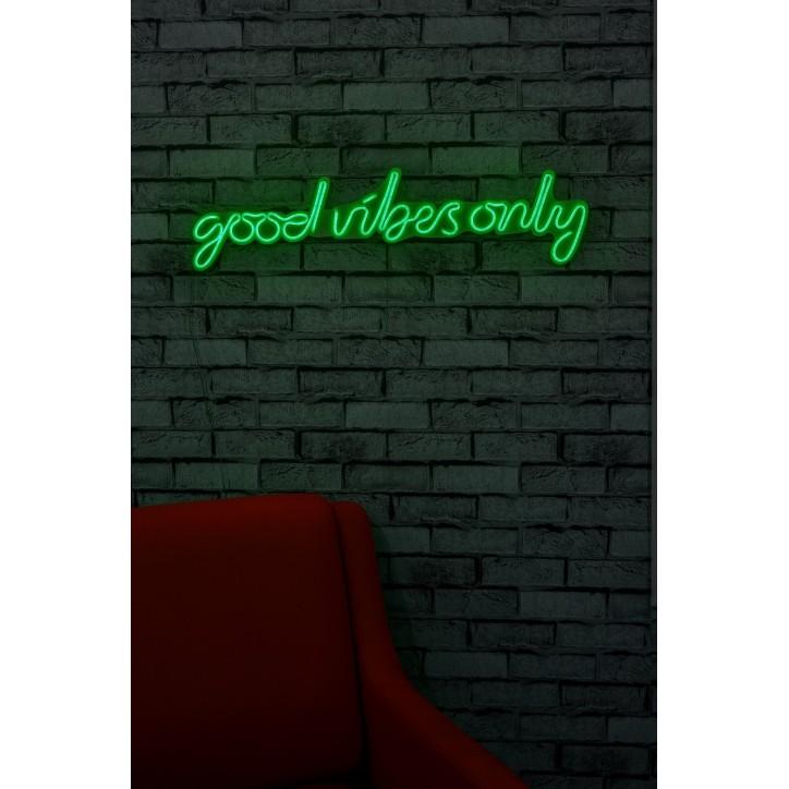 Iluminación LED decorativa de plástico Good Vibes Only verde 76x19x2 cm