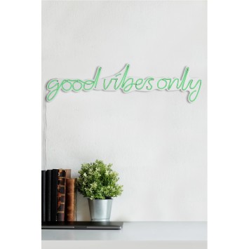 Iluminación LED decorativa de plástico Good Vibes Only verde 76x19x2 cm